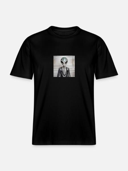 Alien Mugshot - RELAXED FIT Unisex Organic T-Shirt - Schwarz