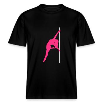 Pole Dance -  RELAXED FIT Unisex Organic T-Shirt - Schwarz - Vorne - Alina (178cm) & Michal (187cm)