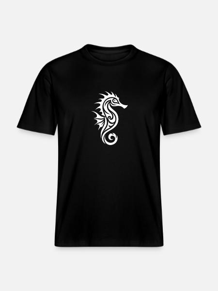 Piccolo Cavalluccio marino del tatuaggio tribale dell'annata -  Maglietta ecologica Unisex RELAXED FIT - nero