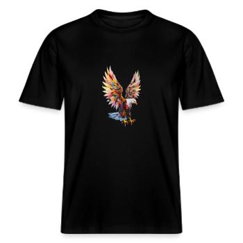 L’aigle royal -  T-shirt unisexe RELAXED FIT en coton bio - noir - Devant - Alina (178cm) & Michal (187cm)