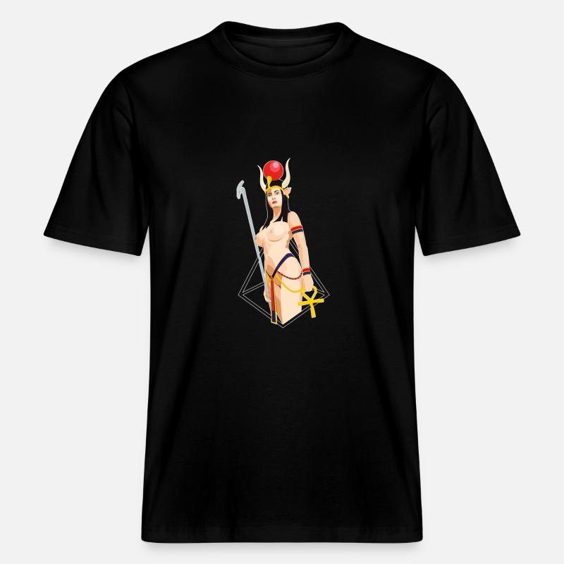 HATHOR (Déesse égyptienne) - T-shirt unisexe RELAXED FIT en coton bio - noir
