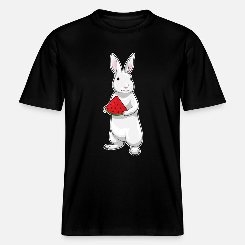 Lapin Pastèque -  T-shirt unisexe RELAXED FIT en coton bio - noir