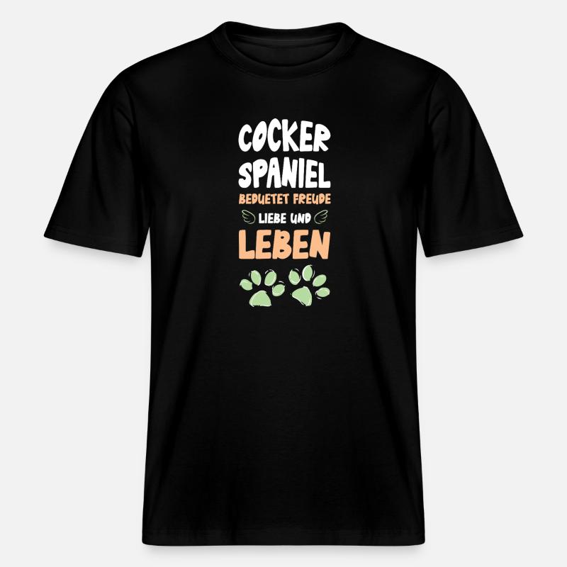 Cocker Spaniel Joie de vivre - T-shirt unisexe RELAXED FIT en coton bio - noir