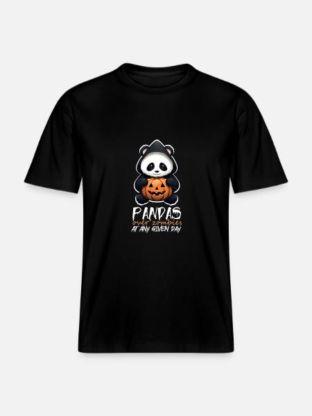 Amusing Halloween Sarcastic Panda Quote - RELAXED FIT Unisex Organic T-Shirt - black