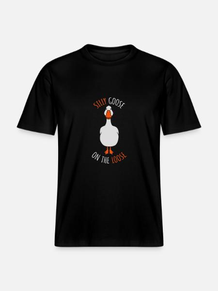 goose on the loose -  RELAXED FIT Unisex Organic T-Shirt - black