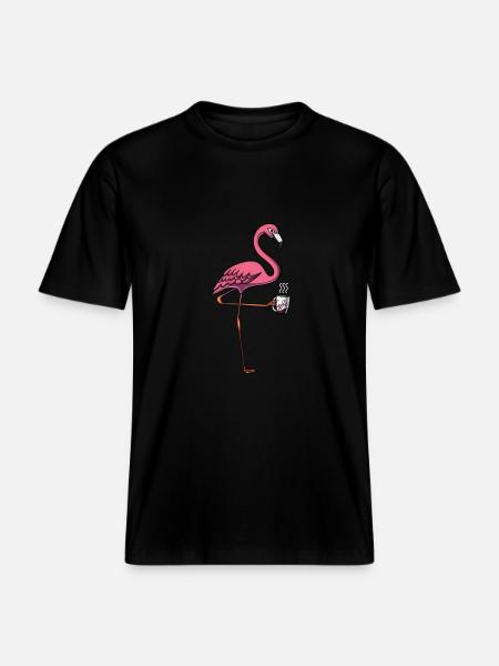 Flamingo Bird Coffee Lover - RELAXED FIT Unisex Organic T-Shirt - black