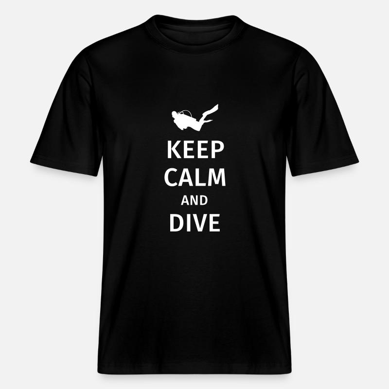 keep calm and dive -  T-shirt unisexe RELAXED FIT en coton bio - noir