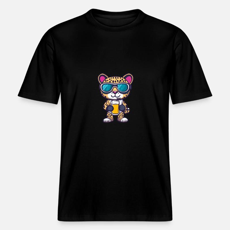 Leopard Apres Ski Bier -  RELAXED FIT Unisex Organic T-Shirt - Schwarz