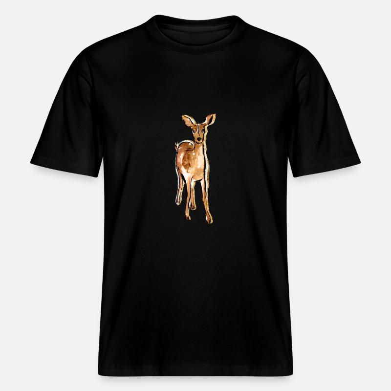 Nette Hand gezeichnete Rotwild -  RELAXED FIT Unisex Organic T-Shirt - Schwarz
