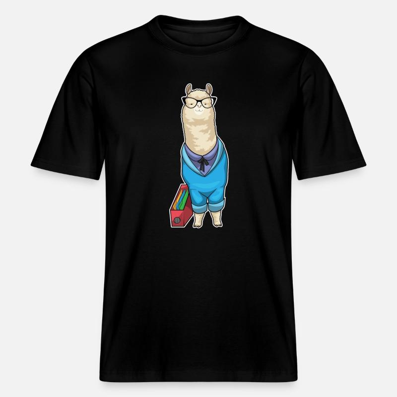 Alpaca Secretary Folder Office - RELAXED FIT Unisex Organic T-Shirt - black