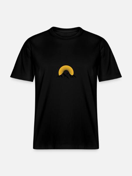 Beautiful mountains with Sun - RELAXED FIT Unisex Organic T-Shirt - black
