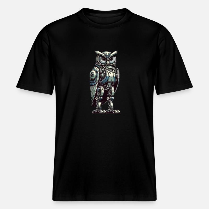 Eule Roboter, Roboter-Eule -  RELAXED FIT Unisex Organic T-Shirt - Schwarz