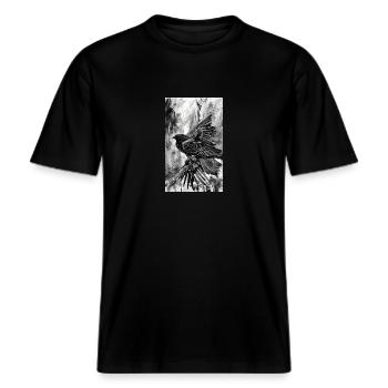 Adler | Vogel | Freiheit | Tiere -  RELAXED FIT Unisex Organic T-Shirt - Schwarz - Vorne - Alina (178cm) & Michal (187cm)