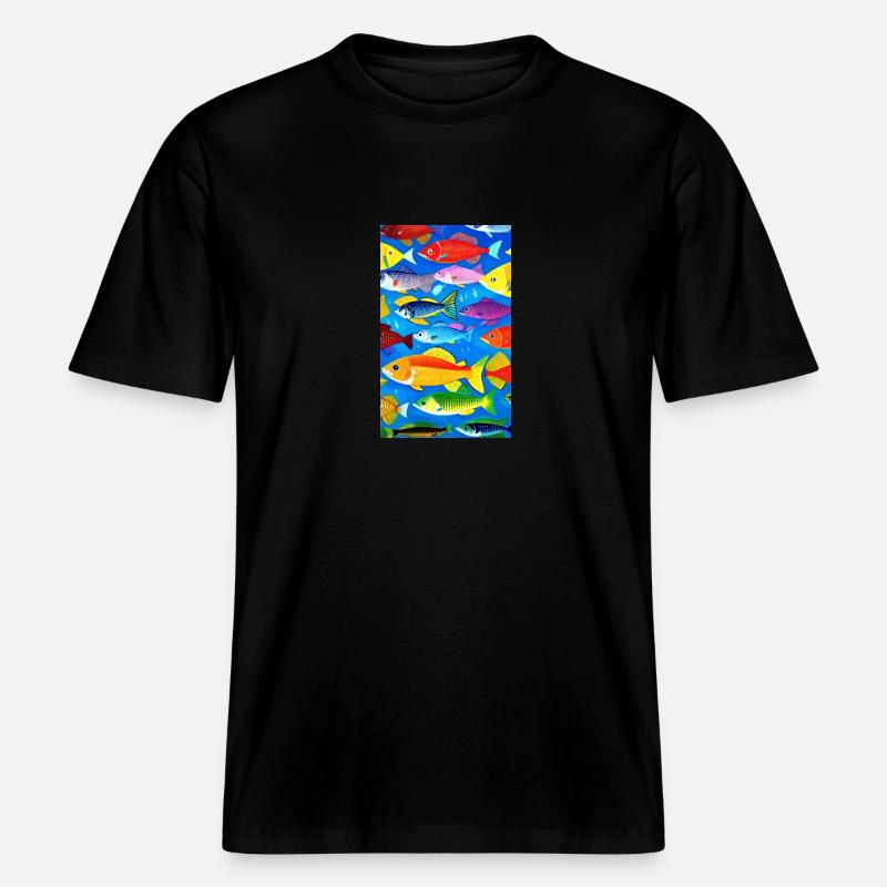 Fish | Pattern | Fish Patterns | Angler -  RELAXED FIT Unisex Organic T-Shirt - black
