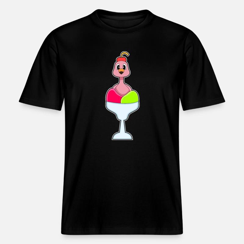 Flamingo Eiscreme Kirsche -  RELAXED FIT Unisex Organic T-Shirt - Schwarz