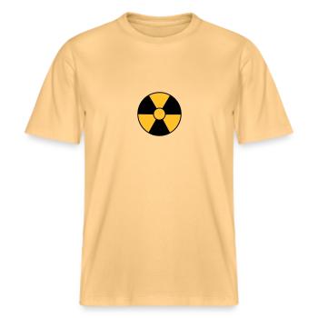 Radio Active Logo X2 FR -  T-shirt unisexe RELAXED FIT en coton bio - jaune délavé - Devant - Alina (178cm) & Michal (187cm)