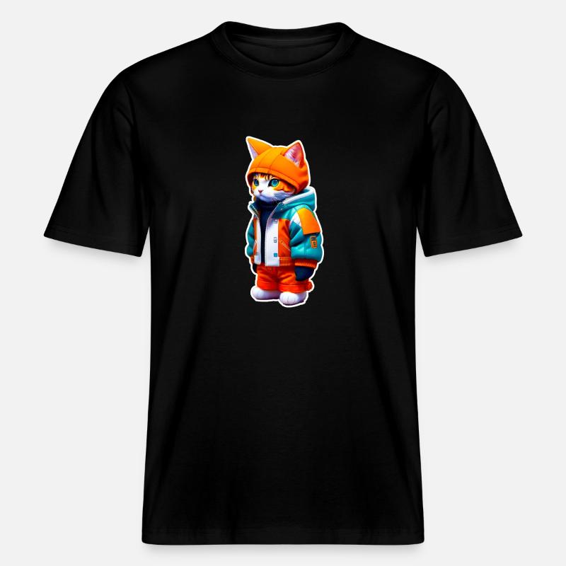 Chat de l’espace -  T-shirt unisexe RELAXED FIT en coton bio - noir