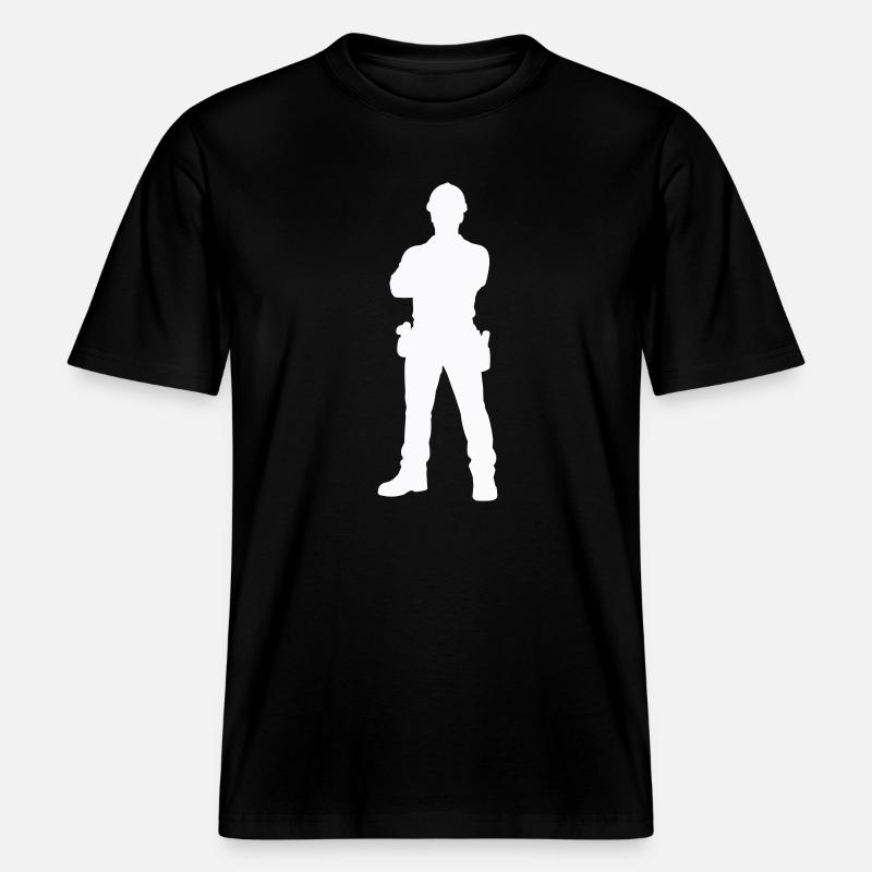 Construction Worker Construction Silhouette -  RELAXED FIT Unisex Organic T-Shirt - black