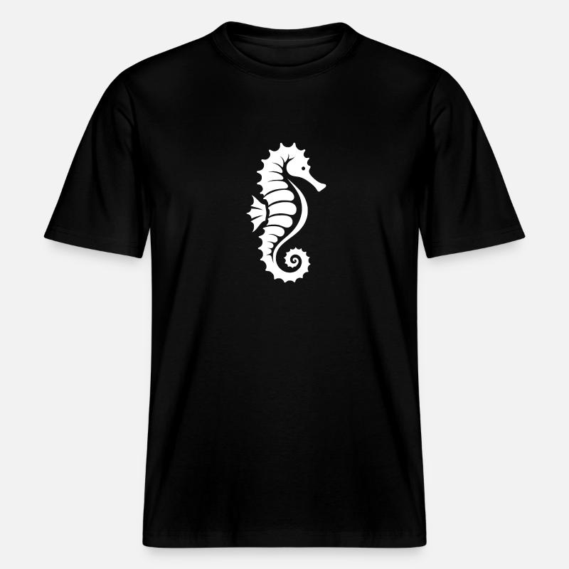 Mignon petit tatouage hippocampe - T-shirt unisexe RELAXED FIT en coton bio - noir
