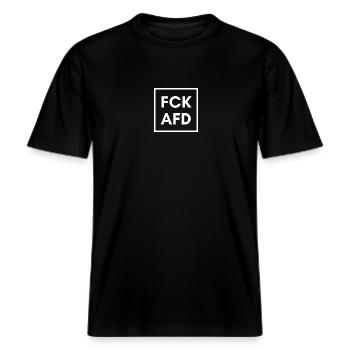 FCK AFD -  RELAXED FIT Unisex Organic T-Shirt - Schwarz - Vorne - Alina (178cm) & Michal (187cm)
