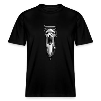 Tondeuse à cheveux coiffeur -  T-shirt unisexe RELAXED FIT en coton bio - noir - Devant - Alina (178cm) & Michal (187cm)