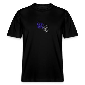 Boy Mum -  RELAXED FIT Unisex Organic T-Shirt - Schwarz - Vorne - Alina (178cm) & Michal (187cm)