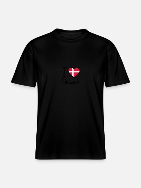 I Love Denmark Danmark Logo - RELAXED FIT Unisex Organic T-Shirt - black