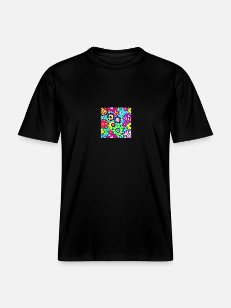 Flower Collage -  RELAXED FIT Unisex Organic T-Shirt - Schwarz