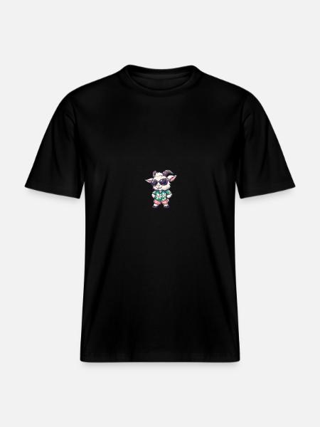 Mountain Goat Comic Cool Summer -  RELAXED FIT Unisex Organic T-Shirt - black