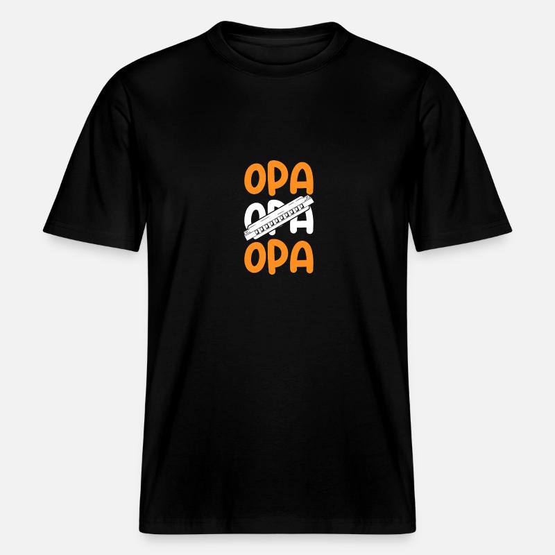 Harmonica Grand-père Harmonica -  T-shirt unisexe RELAXED FIT en coton bio - noir