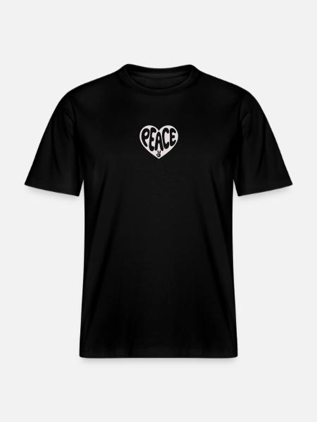 Peace Herz-Friedens Grafik -  RELAXED FIT Unisex Organic T-Shirt - Schwarz