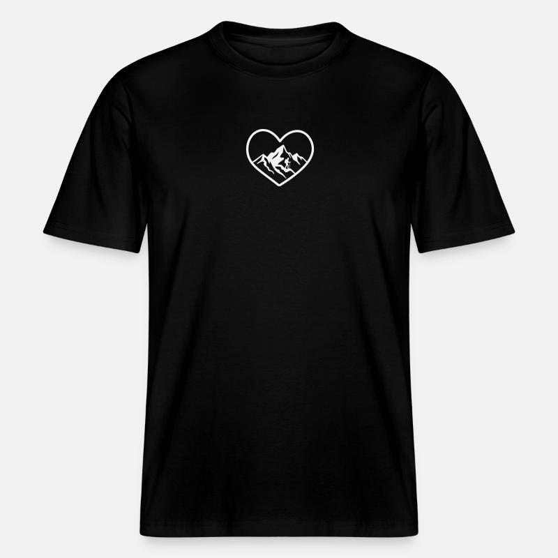 Herz Bergwanderer Panorama -  RELAXED FIT Unisex Organic T-Shirt - Schwarz