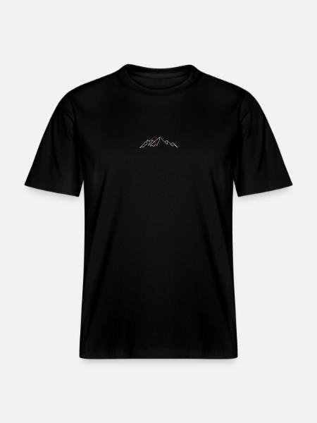 Minimale Berglinie mit roter Sonne -  RELAXED FIT Unisex Organic T-Shirt - Schwarz