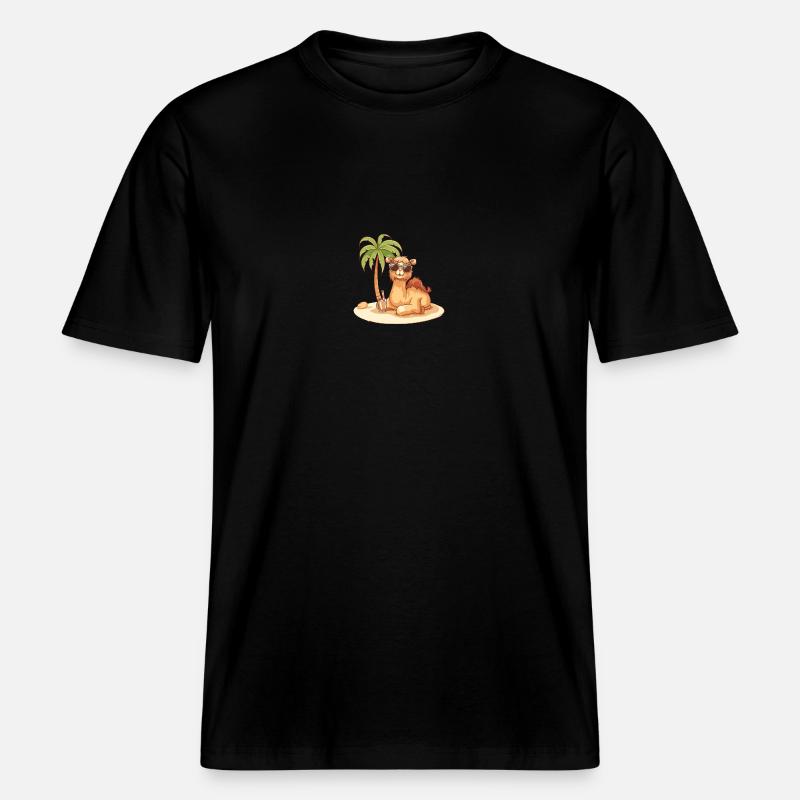 Kamel Sommer Strand Comic -  RELAXED FIT Unisex Organic T-Shirt - Schwarz