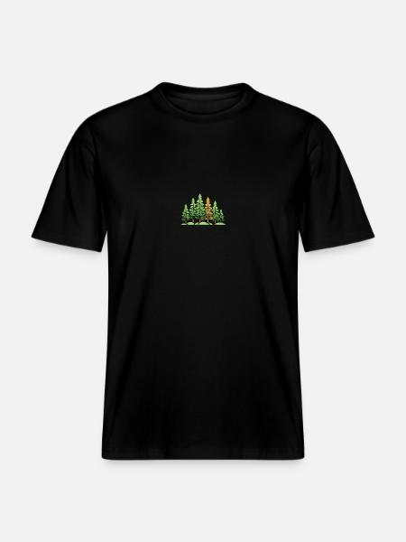 Forest Landscape Trees Nature -  RELAXED FIT Unisex Organic T-Shirt - black