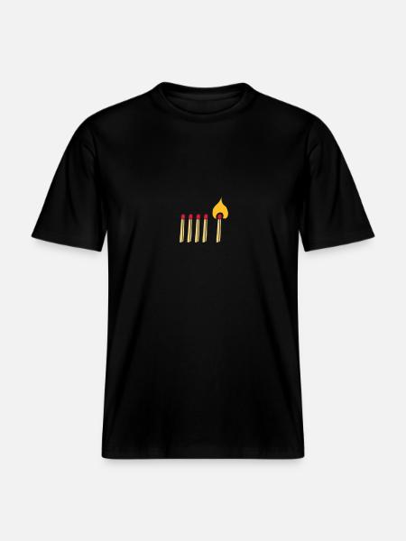 Fyrstikk fyrstikker brann brenne Brann brenning -  Økologisk RELAXED FIT Unisex T-skjorte - svart