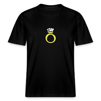 Ring - anneau de mariage 3 -  T-shirt unisexe RELAXED FIT en coton bio - noir - Devant - Alina (178cm) & Michal (187cm)