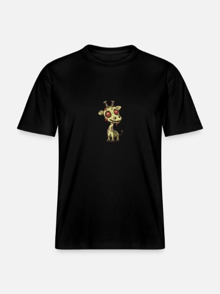 Giraffe Halloween Funny Zombie -  RELAXED FIT Unisex Organic T-Shirt - black