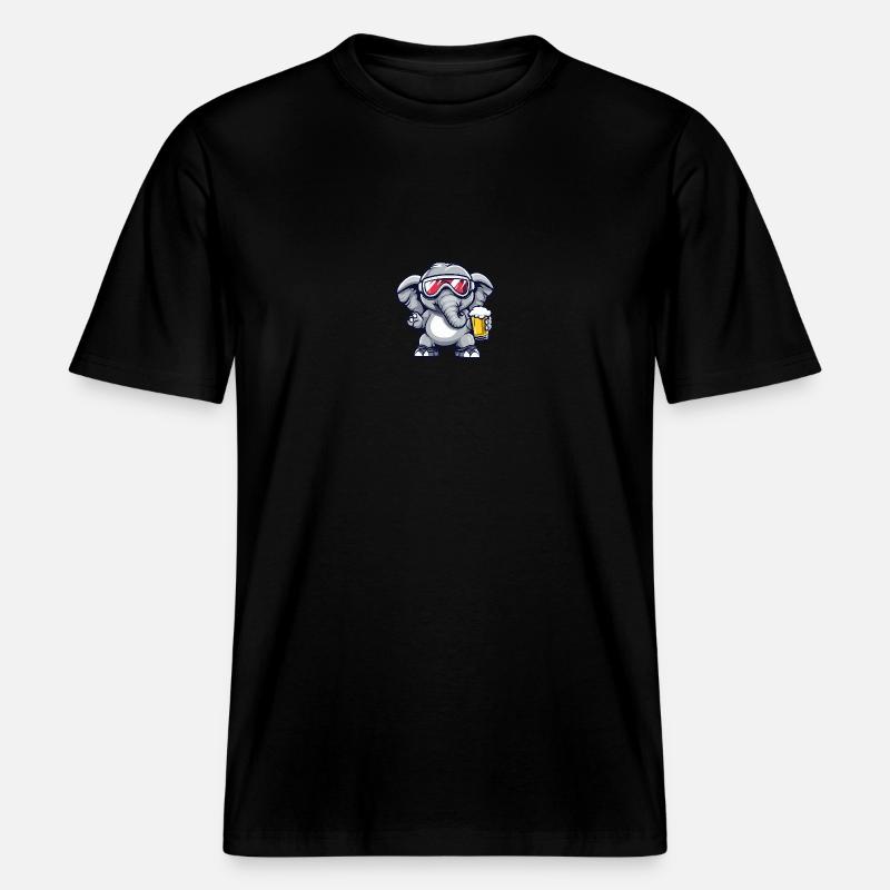 Elefant Apres Ski Bier - RELAXED FIT Unisex Organic T-Shirt - Schwarz