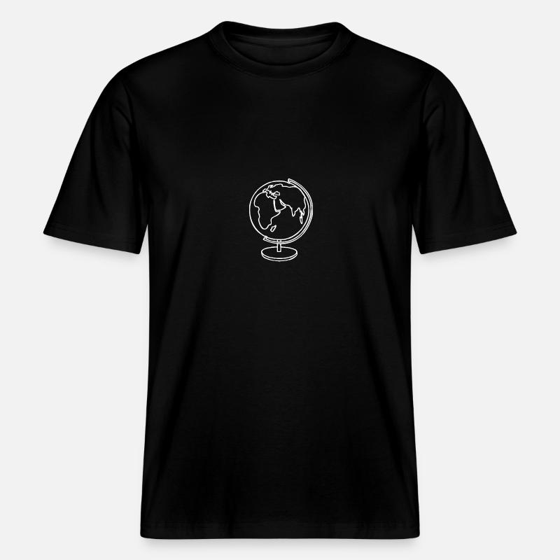 Globe dessiné à la main -  T-shirt unisexe RELAXED FIT en coton bio - noir