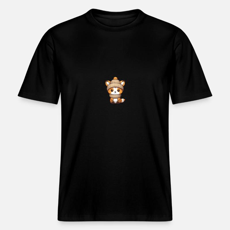 Bande dessinée d’hiver Fox -  T-shirt unisexe RELAXED FIT en coton bio - noir