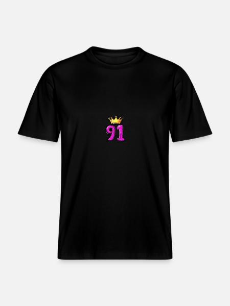 91 Numéro Jersey Couronne - T-shirt unisexe RELAXED FIT en coton bio - noir