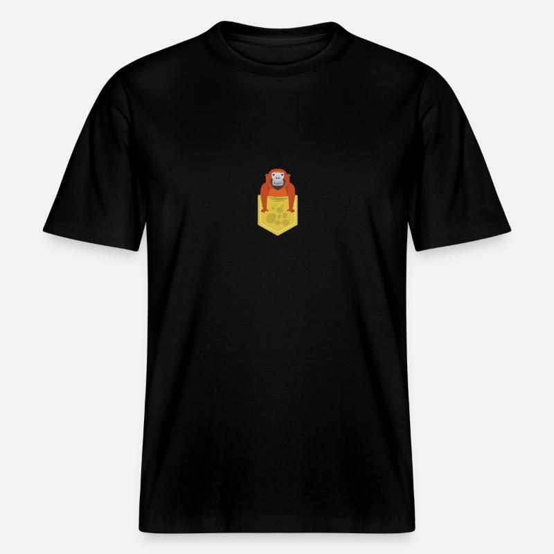 Affe / Seitentasche / Geschenk / Kinder -  RELAXED FIT Unisex Organic T-Shirt - Schwarz