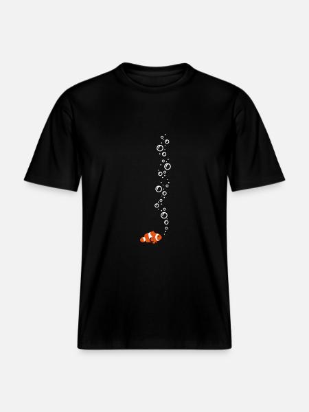 Clownfisch mit Blubbeln - RELAXED FIT Unisex Organic T-Shirt - Schwarz