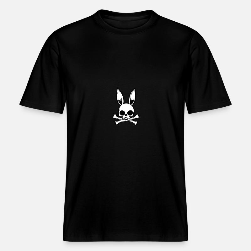 tête de lapin crâne crâne - T-shirt unisexe RELAXED FIT en coton bio - noir