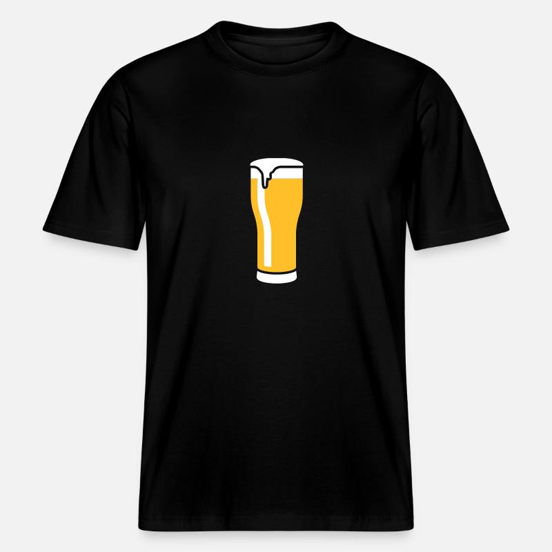 bier_glas_2c -  RELAXED FIT Unisex Organic T-Shirt - Schwarz