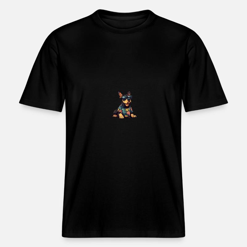 Dobermann Hund Cool Sommer -  RELAXED FIT Unisex Organic T-Shirt - Schwarz