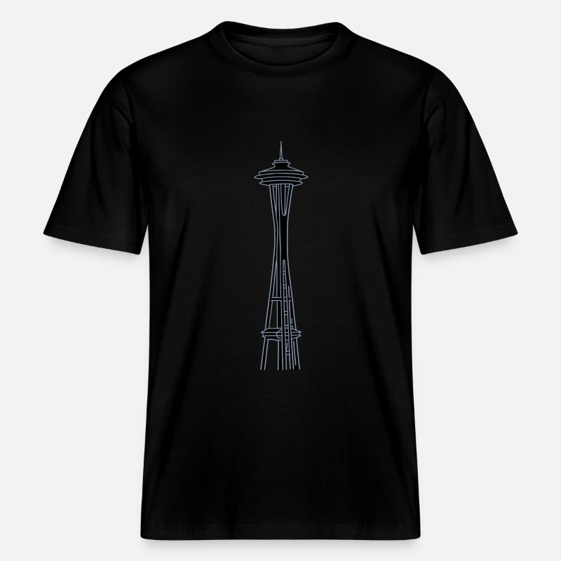 „Space Needle" à Seattle 2 -  T-shirt unisexe RELAXED FIT en coton bio - noir