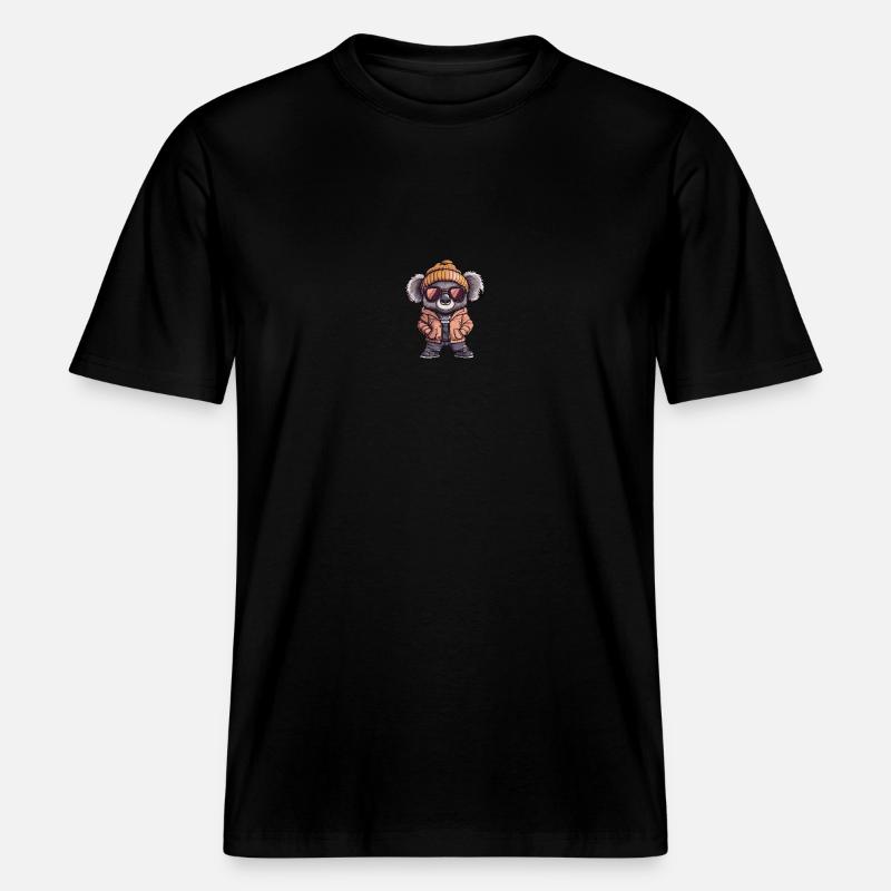 Bande dessinée d’hiver Koala -  T-shirt unisexe RELAXED FIT en coton bio - noir