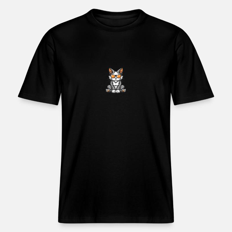 Bande dessinée Cat Cool -  T-shirt unisexe RELAXED FIT en coton bio - noir